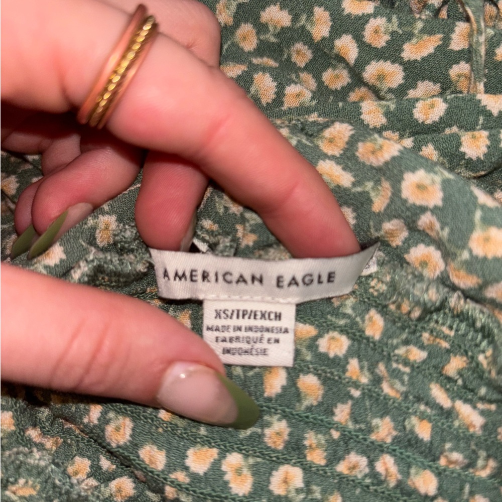 American Eagle Green Floral jumpsuit